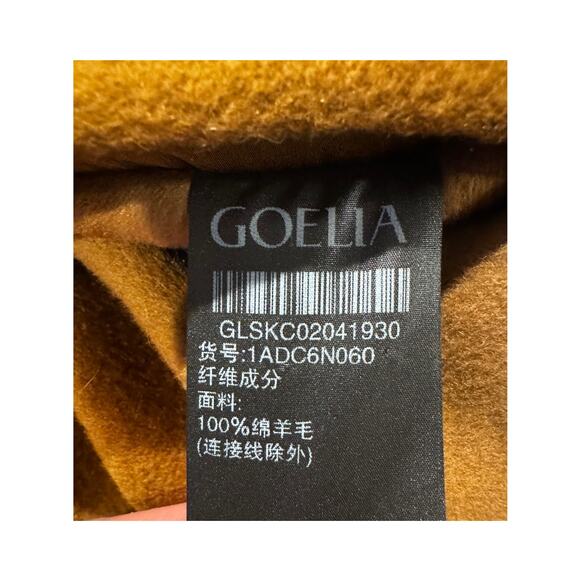 Goelia “Coffee Brown” Wrap Coat L 100% Wool Shell with Silk-Wool Texture, Belted - Picture 10 of 10